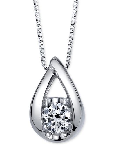 Sirena Diamond Teardrop Pendant Necklace (1/5 Ct. T.w.) In 14k White Gold - Metallic