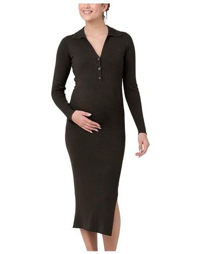 Ripe Maternity Maternity Ripe Sammy Knit Polo Nursing Dress - Black