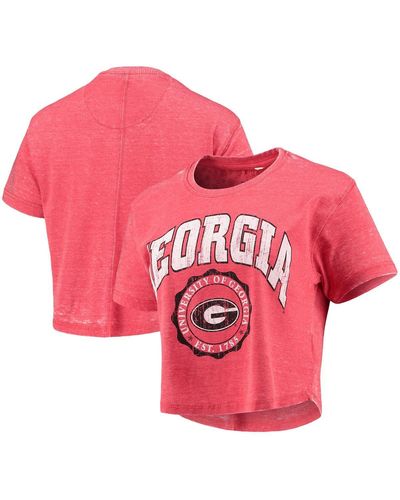 Pressbox Georgia Bulldogs Edith Vintage-like Burnout Crop T-shirt - Pink