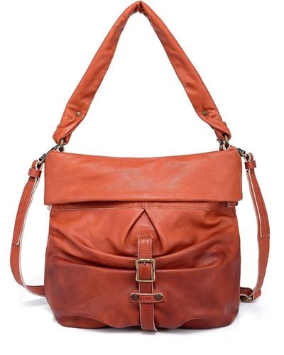 Old Trend Sweet Lotus Leather Bucket Bag - Red