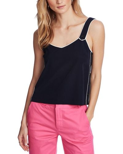 Court & Rowe Contrast-piped V-neck Tank Top - Blue