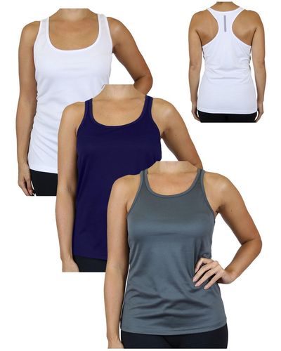 Galaxy By Harvic Moisture Wicking Racerback Tanks - Blue