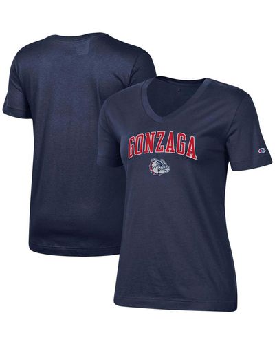 Champion Gonzaga Bulldogs College Arch Logo V-neck T-shirt - Blue