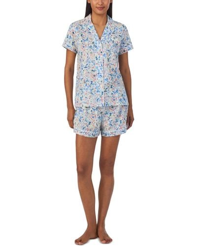 Lauren by Ralph Lauren 2-pc. Floral Boxer Pajamas Set - Blue