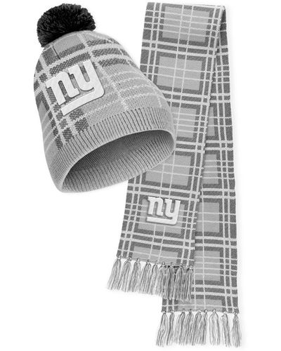 WEAR by Erin Andrews New York Giants Plaid Knit Hat - Gray
