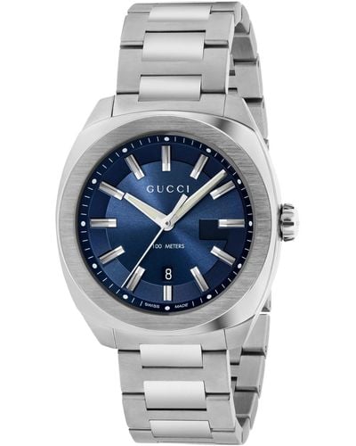 Gucci Men's Gg2570 Swiss Stainless Steel Bracelet Watch 41mm Ya142303 - Blue