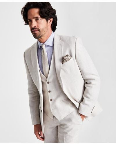 BarIII Slim-fit Linen Suit Jackets - Gray
