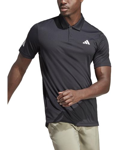 adidas 3-stripes Short Sleeve Performance Club Tennis Polo Shirt - Black