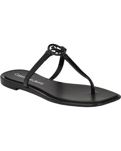 Calvin Klein Edhen Open-toe Jelly Thong Sandals - Black