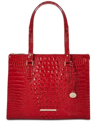 Brahmin Anywhere Melbourne Embossed Leather Tote - Red