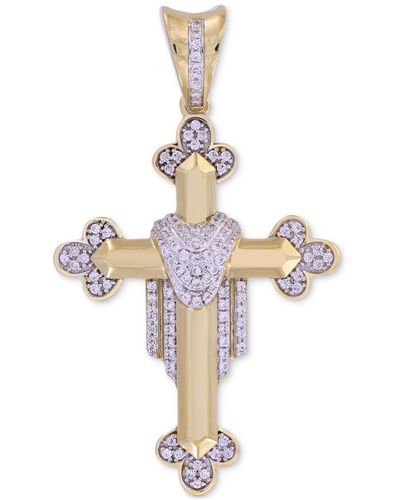 Macy's Diamond Pave Ornate Cross Pendant (1/3 Ct. T.w. - Metallic