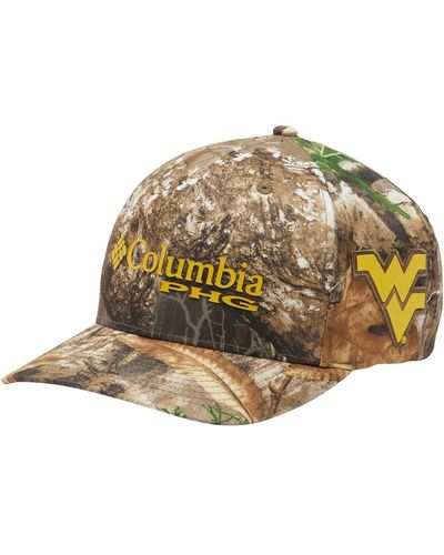 Columbia And Real Tree Camo West Virginia Mountaineers Mossy Oak Bottomland Flex Hat - Natural