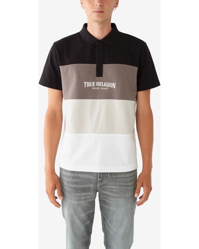 True Religion Short Sleeve 4 Panel Polo Shirt - Black