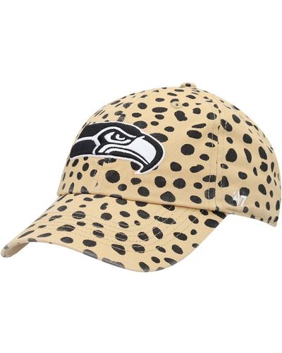 '47 Tan Seattle Seahawks Cheetah Clean Up Adjustable Hat - Multicolor