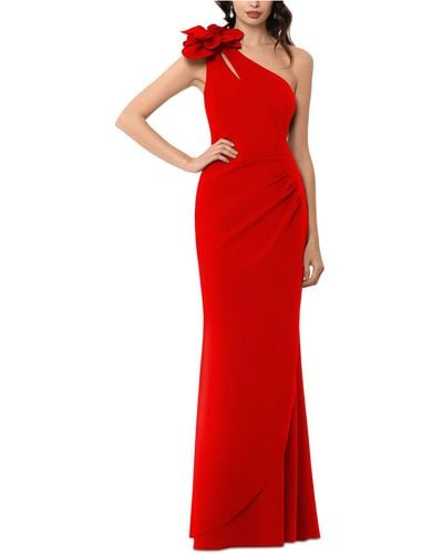 Xscape Embellished One-shoulder Gown - Red