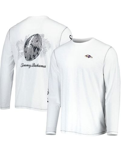 Tommy Bahama Baltimore Ravens Laces Out Billboard Long Sleeve T-shirt - White