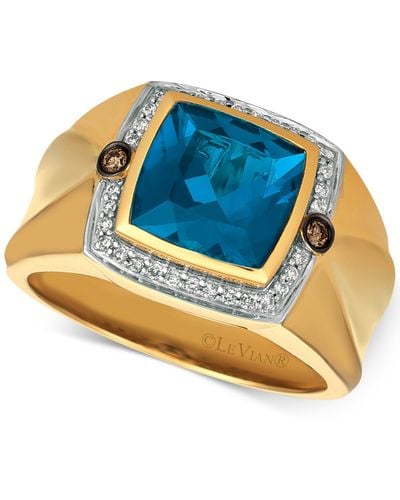 Le Vian Men's London Blue Topaz (4-1/8 Ct. T.w.) & Diamond (1/5 Ct. T.w.) Ring In 14k Gold