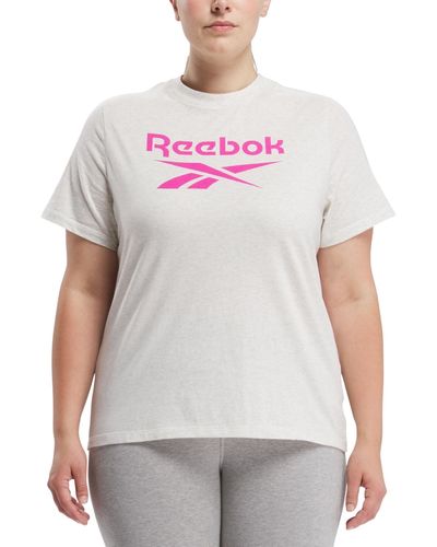 Reebok Plus Size Short Sleeve Logo Graphic T-shirt - White