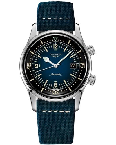 Longines Swiss Automatic Legend Diver Leather Strap Watch 42mm - Gray