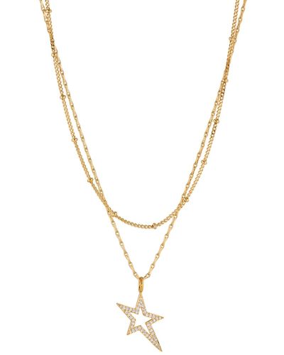 AVA NADRI Double Layered Star Necklace - Metallic