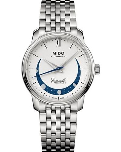 MIDO Swiss Automatic Baroncelli Smiling Moon Stainless Steel Bracelet Watch 33mm - Black