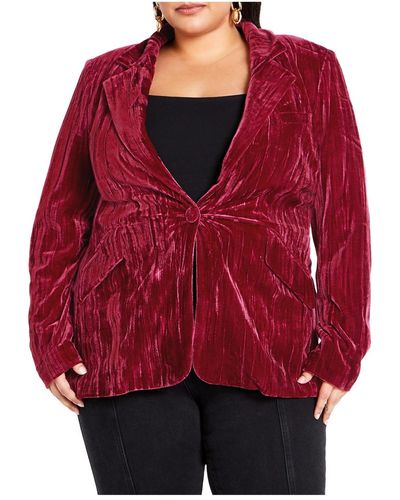 City Chic Plus Size Crushed Jacket - Red