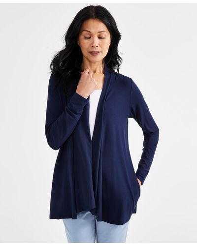 Style & Co. Open-front Knit Cardigan - Blue