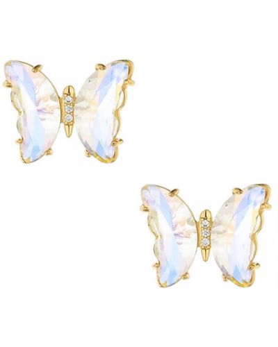 Ettika 18k -plated Crystal Butterfly Stud Earrings - White