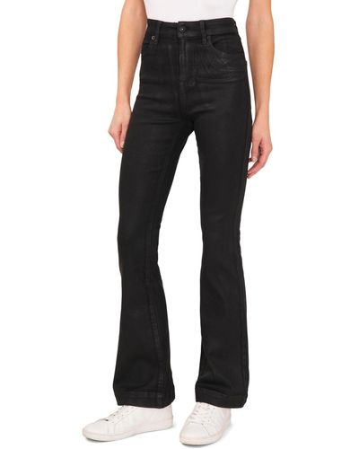 Cece Coated Flare Jeans - Black