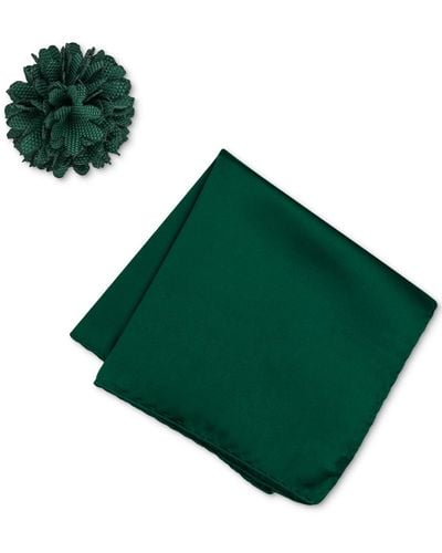 Con.struct Solid Pocket Square & Lapel Pin Set - Green