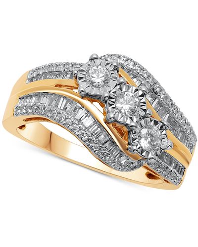 Macy's Diamond Three Stone Baguette Swirl Ring (3/4 Ct. T.w. - Metallic