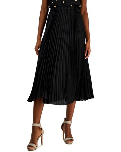Anne Klein Chiffon Pull-on Pleated Skirt - Black