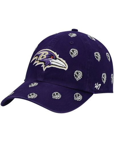 '47 Baltimore Ravens Confetti Clean Up Head Logo Adjustable Hat - Purple