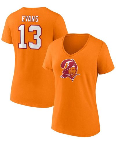 Fanatics Mike Evans Tampa Bay Buccaneers Player Icon Name And Number V-neck T-shirt - Orange