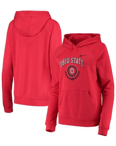 Nike Ohio State Buckeyes Varsity Fleece Tri-blend Raglan Pullover Hoodie - Red