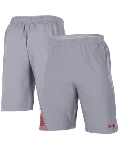 Under Armour Wisconsin Badgers 2021 Sideline Woven Shorts - Gray