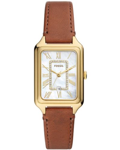 Fossil Raquel Three-hand Date Medium Genuine Leather Watch - Brown