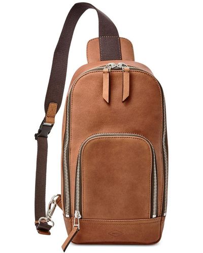 Fossil Miller Leather Crossbody Backpack - Brown