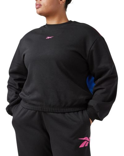 Reebok Plus Size Crewneck Logo Sweatshirt - Black
