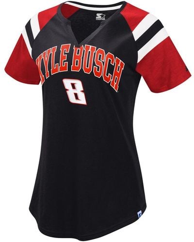 Starter Kyle Busch Game On V-neck Raglan T-shirt - Red
