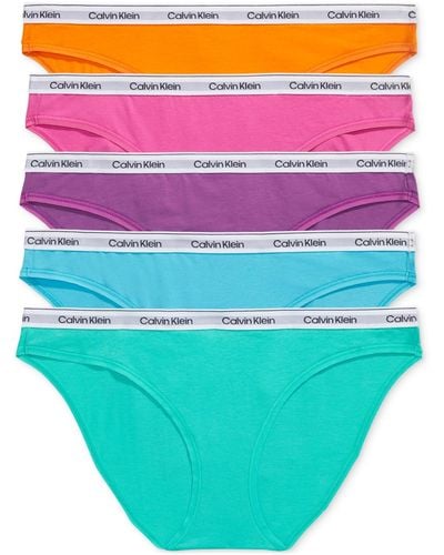 Calvin Klein 5-pk. Modern Logo Low-rise Bikini Underwear Qd5208 - Purple