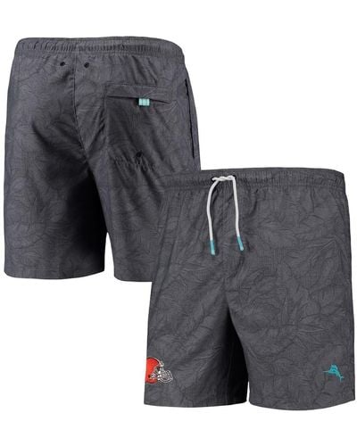 Tommy Bahama Cleveland Browns Naples Layered Leaves Swim Trunks - Gray