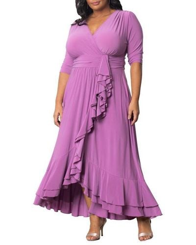 Kiyonna Plus Size Veronica Ruffled Evening Gown - Purple