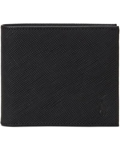 Polo Ralph Lauren Textured Saffiano Leather Billfold Wallet - Black