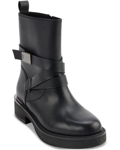 DKNY Taeta Strappy Zip Boots - Black
