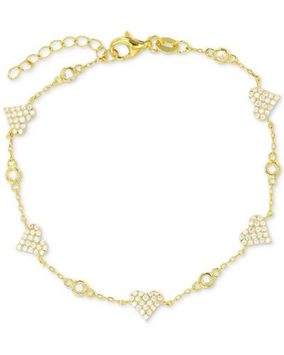 Macy's Cubic Zirconia Heart Cluster Chain Bracelet - Yellow