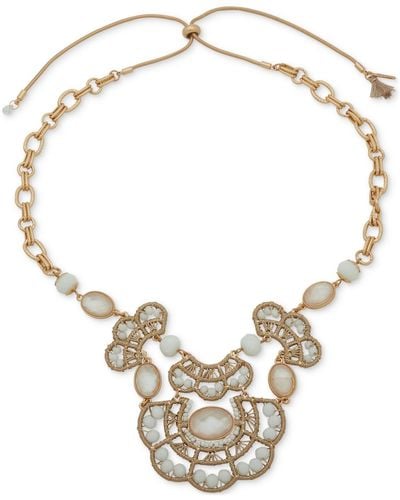 Lonna & Lilly Gold-tone Bead 28" Frontal Necklace - Metallic