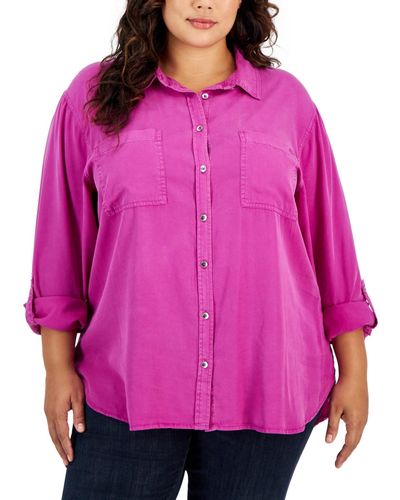Calvin Klein Trendy Plus Size Utility Shirt - Pink