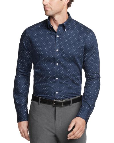Tommy Hilfiger Th Flex Slim Fit Wrinkle Resistant Stretch Pinpoint Oxford Dress Shirt - Blue