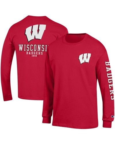 Champion Wisconsin Badgers Team Stack Long Sleeve T-shirt - Red